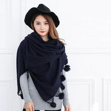 Load image into Gallery viewer, Fashion Autumn Winter Warm High Quality Long Soft Cashmere Hijabs Scarves Dot Pattern Tassels Elegant Thicken Wrap Shawl Ladies Lightweight Escharpe Soft Wool Cashmere Muffler For Women