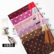 Load image into Gallery viewer, Fashion Autumn Winter Warm High Quality Long Soft Cashmere Hijabs Scarves Dot Pattern Tassels Elegant Thicken Wrap Shawl Ladies Lightweight Escharpe Soft Wool Cashmere Muffler For Women