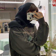 Load image into Gallery viewer, Fashion Balaclava Shawl Women Winter Hat Soft Knitted Hooded Neck Collar Cap Beanie Hat Warm Scarf Unisex Bonnet Hooded Scarf Hat Face Hooded Cowl Neckerchief with Drawstring Soft Balaclava Pullover Knitted Beanie for Adults Men Women Ski Caps