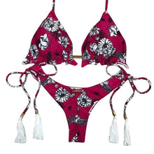 Load image into Gallery viewer, Fashion Bikini Set Bikinis Stripes Lace Up String Two-Piece Swimsuit Mini Bikini Swimwear Padded Two Piece Triangle Bikini Set Summer Breathable Beach Swimsuits For Women
