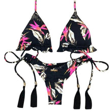 Load image into Gallery viewer, Fashion Bikini Set Bikinis Stripes Lace Up String Two-Piece Swimsuit Mini Bikini Swimwear Padded Two Piece Triangle Bikini Set Summer Breathable Beach Swimsuits For Women