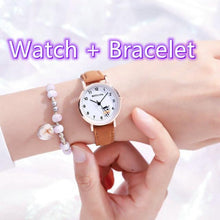 Load image into Gallery viewer, Fashion Childrens Set Bracelet Watch Student Watch Girl Leather Strap Quartz Watch Leather Strap Quartz Watch Children Set Bracelet Watch Leather Band Luxury Quartz Wristwatch