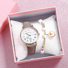 Load image into Gallery viewer, Fashion Girls Quartz Watches Bracelet Set Luminous Dial Watch Women Casual Leather Female Wrist Watch Leather Band Thin Minimalist Casual Simple Dress Quartz Analog Watch