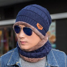 Load image into Gallery viewer, Fashion Knitted Winter Hats For Men Thick and Warm Men Winter Hat Black Autumn Beanie Hat Men Wool Ski Hats Beanies Bonnet Scarf Hat Set Outdoor Sport Warm Beanies Hat For Men Knitted Hats Bandana Hiking Camping Kid Neck Warmer Cap