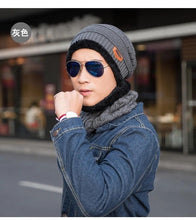 Load image into Gallery viewer, Fashion Knitted Winter Hats For Men Thick and Warm Men Winter Hat Black Autumn Beanie Hat Men Wool Ski Hats Beanies Bonnet Scarf Hat Set Outdoor Sport Warm Beanies Hat For Men Knitted Hats Bandana Hiking Camping Kid Neck Warmer Cap