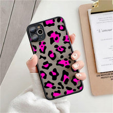 Load image into Gallery viewer, Fashion Leopard Pattern Case For iPhone 13 14 Pro MaxXS Max XR X Shockproof Cover Clear Bumper Women Girl Phone Case Cover with Black Leopard Print Designed for iPhone
