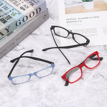 Load image into Gallery viewer, Fashion Men Women Reading Glasses Rectangle Spring Anti Glare Lightweight Reading Eyeglasses No Screw Detachable Design Eyeglasses Hyperopia Presbyopia Vision Care Eyewear