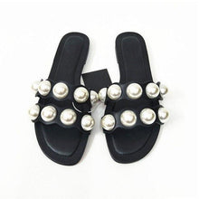 Load image into Gallery viewer, Fashion Party Dresses Shoes Pearl Sandals Flat Women Flip Flops Casual Beach Flat Slippers Dressy Flat Sandals With Pearls Slip On Summer Beach Bridal Shoes