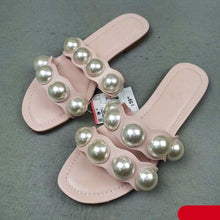 Load image into Gallery viewer, Fashion Party Dresses Shoes Pearl Sandals Flat Women Flip Flops Casual Beach Flat Slippers Dressy Flat Sandals With Pearls Slip On Summer Beach Bridal Shoes