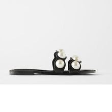 Load image into Gallery viewer, Fashion Party Dresses Shoes Pearl Sandals Flat Women Flip Flops Casual Beach Flat Slippers Dressy Flat Sandals With Pearls Slip On Summer Beach Bridal Shoes