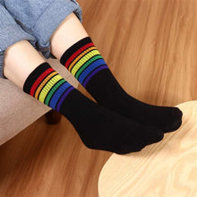 Load image into Gallery viewer, Fashion Socks Cotton Rainbow Color Black And White Christmas Gift Classic Warm Casual Tide Harajuku Funny Cute Pop Korean Socks Short Socks For Men And Women