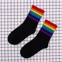 Load image into Gallery viewer, Fashion Socks Cotton Rainbow Color Black And White Christmas Gift Classic Warm Casual Tide Harajuku Funny Cute Pop Korean Socks Short Socks For Men And Women