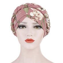 Load image into Gallery viewer, Fashion Soft Cotton Print Braid Turban Lightweight Muslim Turbans Head For Women Women's Hijabs Caps Hat Lightweight Inner Hijab Caps Elegant Arab Wrap Head Scarves Turban Scarf For Women