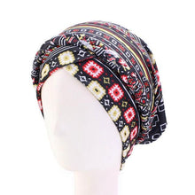 Load image into Gallery viewer, Fashion Soft Cotton Print Braid Turban Lightweight Muslim Turbans Head For Women Women's Hijabs Caps Hat Lightweight Inner Hijab Caps Elegant Arab Wrap Head Scarves Turban Scarf For Women
