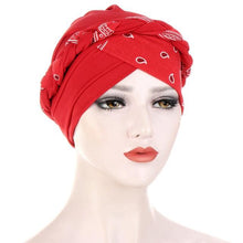 Load image into Gallery viewer, Fashion Soft Cotton Print Braid Turban Lightweight Muslim Turbans Head For Women Women's Hijabs Caps Hat Lightweight Inner Hijab Caps Elegant Arab Wrap Head Scarves Turban Scarf For Women
