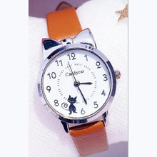 Load image into Gallery viewer, Fashion Student Girl Watch Cute Little Cat Watch Kids Children Quartz Watch Unisex Wrist Watches Stainless Steel Dial Leather Strap Watches Quartz Fashion Simple Cute Watches For Women
