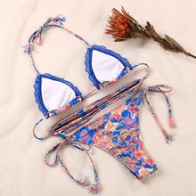Load image into Gallery viewer, Fashion Swimwear Women Bikini Sets Women Lace Up Two Piece String Bikinis Beach Swimsuit Triangle Bathing Suit Side Tie Swimwear String Swimming Suit For Women Bathing Suit Micro Halter String Triangle Bikini