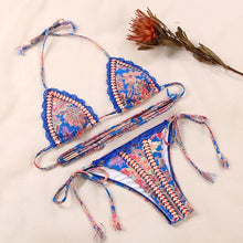 Load image into Gallery viewer, Fashion Swimwear Women Bikini Sets Women Lace Up Two Piece String Bikinis Beach Swimsuit Triangle Bathing Suit Side Tie Swimwear String Swimming Suit For Women Bathing Suit Micro Halter String Triangle Bikini