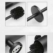 Load image into Gallery viewer, Fashion Toilet Cleaning Brush Holder Sets Wall Mount Stainless Steel Bathroom Accessories Hardware Black Chrome Toilet Bowl Brush with Stainless Steel Handle Durable Bristles Deep Cleaning Compact Bathroom Brush Save Space Good Grip Anti-Drip