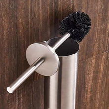 Load image into Gallery viewer, Fashion Toilet Cleaning Brush Holder Sets Wall Mount Stainless Steel Bathroom Accessories Hardware Black Chrome Toilet Bowl Brush with Stainless Steel Handle Durable Bristles Deep Cleaning Compact Bathroom Brush Save Space Good Grip Anti-Drip