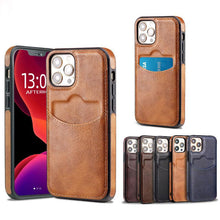 Load image into Gallery viewer, Fashion Wallet Card Holder Back Cover For iPhone 13 Pro Max 12 Mini 11 Xr X Xs 14 Pro Max Luxury PU Leather Case Genuine Leather iPhone Cover For Men Stylish Slim Design