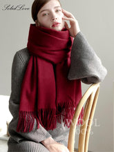 Load image into Gallery viewer, Fashion Winter Soft Wool Scarf Thickening Cashmere Lightweight Scarves Elegant Scarves Cashmere Escharpe Scarfs Lightweight Shawls Hijabs Shawls Scarves Warm Warps For Women
