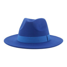 Load image into Gallery viewer, Fashionable Fedora Hats Women Wide Brim Dress Caps Women's Fedora Hats Elegant Wide Brim Fedora Hat Wedding Men Hat Warm Retro Style Belt 56-58cm