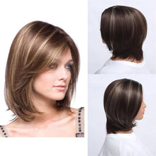 Load image into Gallery viewer, Fashionable Trendy Straight Bangs Style Pixie Cut Synthetic Wig Brown Mixed Short Natural Full Wigs For Black Women For Black Women Gifts for Girlfriends