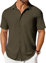 Load image into Gallery viewer, Mens Short-sleeve Button-up Wrinkle- And Crease-resistant Shirt