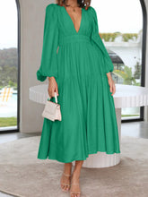 Load image into Gallery viewer, Lightweight Deep V-Neck Balloon Sleeve Maxi Dress Elegant & Flowing Silhouette Unique Dress
