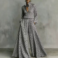 Load image into Gallery viewer, Leopard Print Wide-Leg Pants Set – Women’s Casual Two-Piece