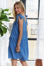 Load image into Gallery viewer, V-Neck Tie Shoulder Dress – Chic V-Neckline Dress with Adjustable Tie Shoulder Straps for a Sophisticated Look