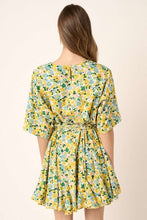 Load image into Gallery viewer, New Summer Floral Tie Waist Half Sleeve Mini Dress –Feminine and Chic Floral Dress with Flattering Tie Waist Detail