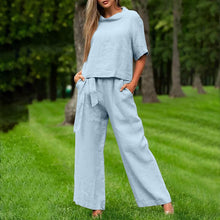 Load image into Gallery viewer, Round-Neck 3/4 Sleeve Top & Pants Two-Piece Set – 6 Colors, S–XXL