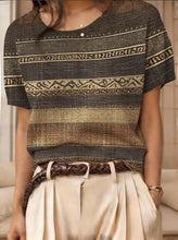 Load image into Gallery viewer, Women's Retro Short-Sleeve Jacquard Knit Top