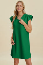 Load image into Gallery viewer, Double Take Full Size Ruffled V-Neck Cap Sleeve Dress – Ruffled V-Neck Dress, Cap Sleeve Dress, Elegant Ruffled Dress, Flattering V-Neck Dress, Stylish Full-Size Dress, Comfortable Ruffle Dress, Chic Cap Sleeve Dress