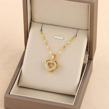Load image into Gallery viewer, Double-Layer Love Necklace - Rhinestone Titanium Steel Pendant