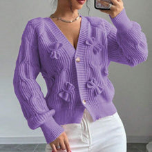Load image into Gallery viewer, Women's Bow Cropped Cardigan
