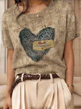 Load image into Gallery viewer, Women's Retro Short-Sleeve Jacquard Knit Top