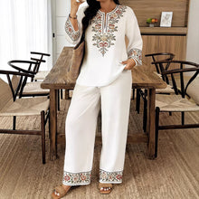 Load image into Gallery viewer, Women’s Ethnic Two Piece Set with Long Sleeve Shirt and Cropped Pants