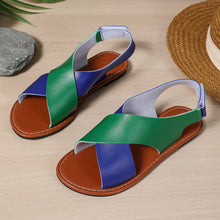 Load image into Gallery viewer, Women's Color-Block Cross-Strap Flat Sandals