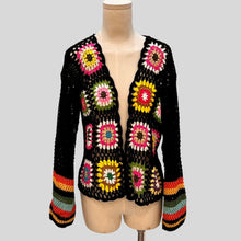 Load image into Gallery viewer, Hand-Crocheted Floral Cardigan Sweater | Boho Open Front Knit Top