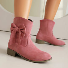 Load image into Gallery viewer, Low Heel Suede Large Size Sweet Bow Casual Boots