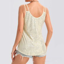 Load image into Gallery viewer, Sequin V-Neck Camisole – Rhinestone Strap Sparkly Top