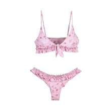 Load image into Gallery viewer, Female Swimsuit Women String Triangle Top Bikini Bottom Printed Push Up Swimsuit Bikini Sets Two Piece Split Button Beachwear Bathing Suit High Waist Bathing Suit High Cut