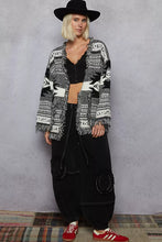 Load image into Gallery viewer, POL Open Front Geometric Print Cardigan with Fringe Detail