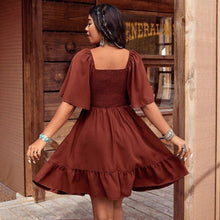 Load image into Gallery viewer, Women's Floral Embroidered Ruffle Short-Sleeve Midi Dress