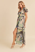 Load image into Gallery viewer, Lace Detail Slit Geometric Print Short Sleeve Maxi Comfortable Dress For Women, Elegant Lace, Alluring Slit, Sophisticated Geometric Print for Casual & Dressy Occasions