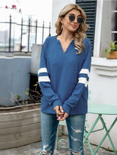 Load image into Gallery viewer, V Neck Striped Sleeve Sweater