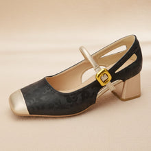 Load image into Gallery viewer, Women's Square Toe Mary Jane Chunky Heels – Soft Sole Buckle Strap